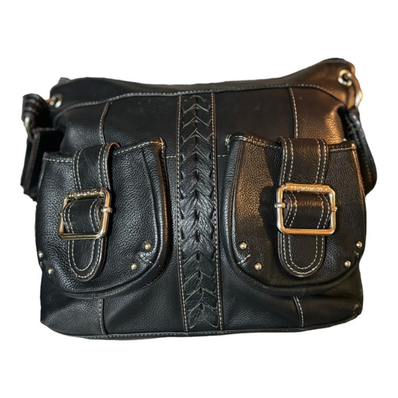 Tignanello Black Leather Crossbody Bag Convertible Shoulder Bag - Picture 9 of 16